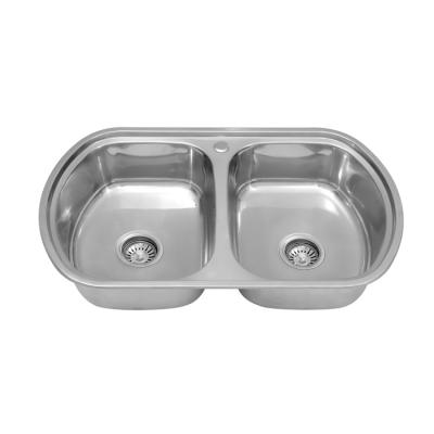 China Without Faucet Small  stainless steel  double bowl popular  round cheap kitchen sinks for sale