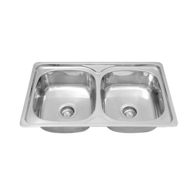 China Without Faucet Round  double  bowl stainless steel small   cheap  price kitchen sinks popular for sale