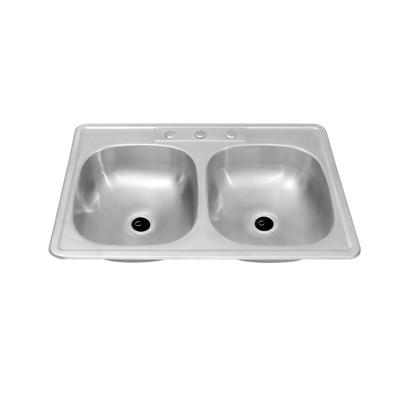 China Without Faucet Round size double  bowl stainless steel small cheap kitchen sinks for sale