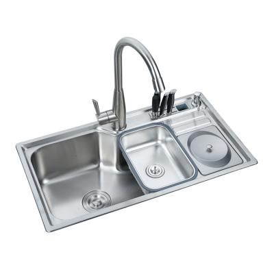 China Without Faucet High quality Single Bowl SUS 304  large sink with basket  kitchen sinks for sale