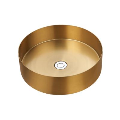 China Modern Round single bowl stainless steel modern design bathroom room  golden for sale