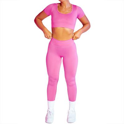 China Breathable Gym Fitness Sets 2022 Women Grow Seamless Yoga Suit Ribbed Long Set Leggings for sale