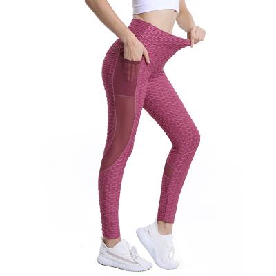 China Wholesale Breathable Woman Abdomen Fitness Push Up Butt Lift Waist Yoga Gaiters Pants With Reticulated Mesh Pockets for sale