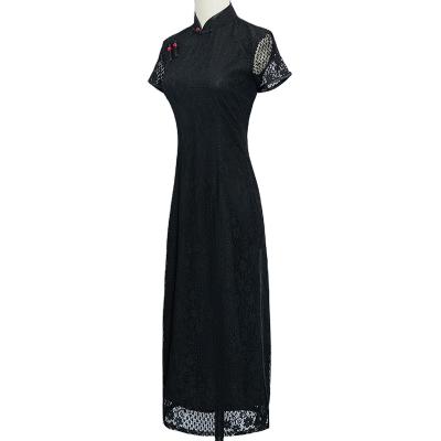 China Good Price Soft Good Style New Lace Composite Long Color Women Button Cheongsam Best Quality for sale