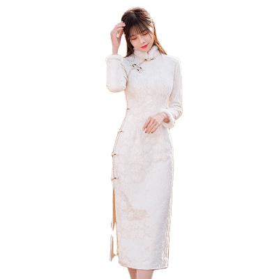 China High Quality Chinese Traditional Cotton Women's Long Cheongsam Robe Dress Cheongsam Dripping Qipao for sale