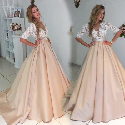 China 2021 new arrival classic satin breathable lace bow tie with hollow-out halter pompous dress wedding and formal dress for sale