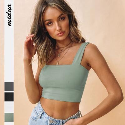 China 2021 QUICK DRY Summer fashion solid color women's ultra short slim bottom spring and tank tops for street wear for sale