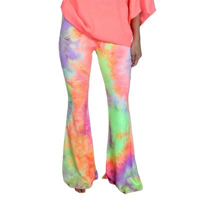 China Wholesale high quality QUICK DRY summer tie dye pants set printed Bell-bottom slacks women for sale