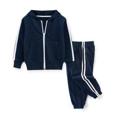 China Hip Hop 2020 hot sale Korean autumn cotton soild boy two-piece soft kids sports costume clothing set for sale