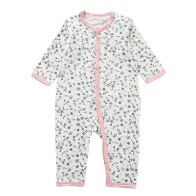 China 95% cotton 5%spandex newborn baby romper kids onesie with floral print slanted front snap opening designed clothes for kids for sale