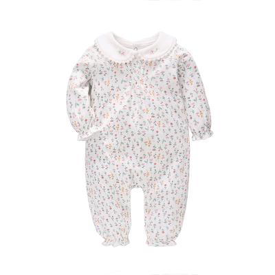 China 100% Cotton Instant Closure Baby Rompers Breathable Fabric Fall And Sleeves Environmental Warm Newborn Floral Fresh Crotch Baby +rompers Long Sale Clothes In Spring for sale