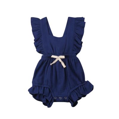 China Fly lace popular baby girls romper bow ruffle bubble cotton overalls baby top clothes for summer for sale