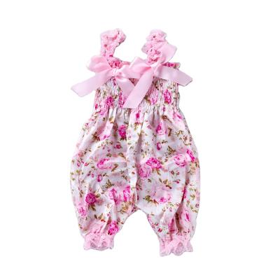 China Other New Design Baby Overalls Kids Suspender Rompers Baby Lace Bow On Strap Leg Opening for sale