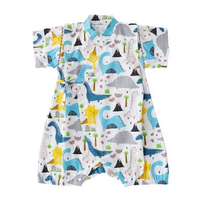 China 100% Cotton Boys Kimono Rompers Clubwear With Cute Dinosaur Baby Summer Romper Shorts Sleeves Newborn Babi Cloth for sale