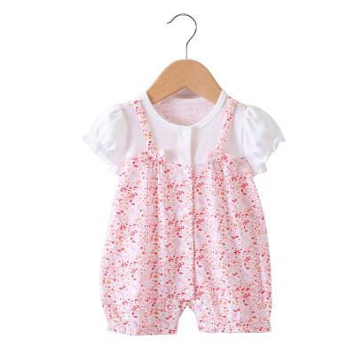 China 95% Cotton 5%Spandane Two Pieces Girl's Soft Floral Design Toddler Girl Clothing Boutique Newborn Rompers Fake Rompers In Summer for sale