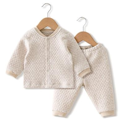 China Anti-wrinkle cotton babies clothing natural colorful newborn kids long sleeve pajamas 2 pieces set baby boy's clothing sets for sale