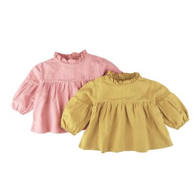 China Girls Breathable Loose Modern Tops Stand Collar Spring Shirt With Long Sleeves 100% Cotton Girls Tops For Princess for sale