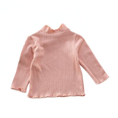 China Breathable Autumn Baby Shirts Tops Candy New Breathable Solid Color Jacquard Pattern for sale