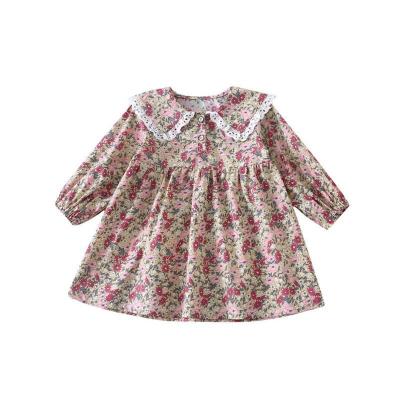 China Autumn Wear Breathable Dresses With Lace End Comfortable Kids One Piece Dress Sweet Bridesmaids Dresses for sale