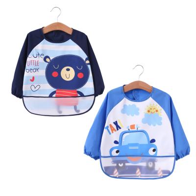 China Polyester Bibs Full Sleeve Printing Feeding Antibacterial Baby Animal Waterproof Bib Children Eating For Baby Bibs for sale