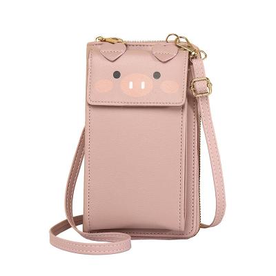 China 2022 Motion Detection Women Cell Phone Bags Ladies Print Portable Smooth Cute Pig PU Bag Neoprene Custom Beach Mini Bag Shoulder Wholesale for sale