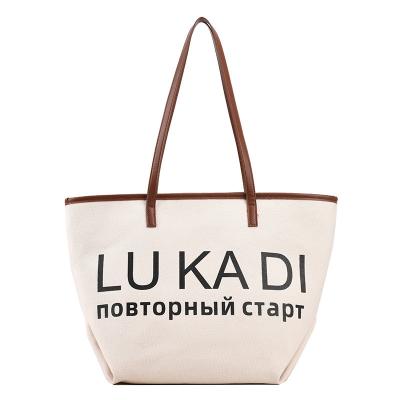 China Others Wholesale Custom Printed Eco-Friendly Recyclable Single Shopping Letter Promotional Shoulder Tote Cotton Canvas Bags Large Bag for sale