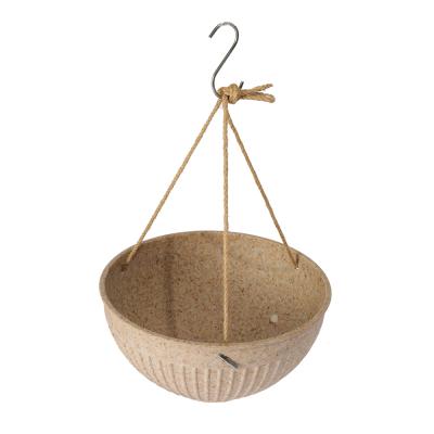 China Baike Eco Modern Bamboo Fiber Nursery Edged Vertical Grain Hanging Flowerpot for sale