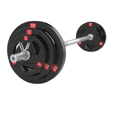 China Universal Cheap 5kg/10kg/15kg/20kg Gym Equipment Fitness Home Exercise Barbell, Rubber Coated Weight Bumper Plate. for sale