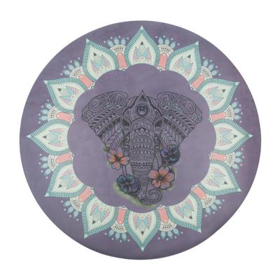 China Eco - Friendly Natural Rubber Non - Slip Printing Round Meditation Cushion Suede Yoga Mat for sale