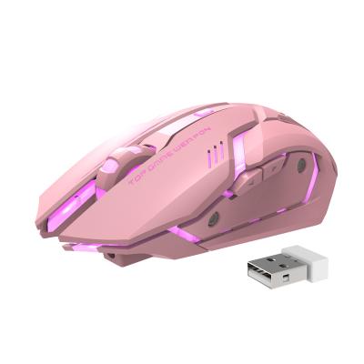 China Pink 2.4G Wireless Charging LED Light 135*72*45cm Mechanical Silent Gaming Mouse for sale