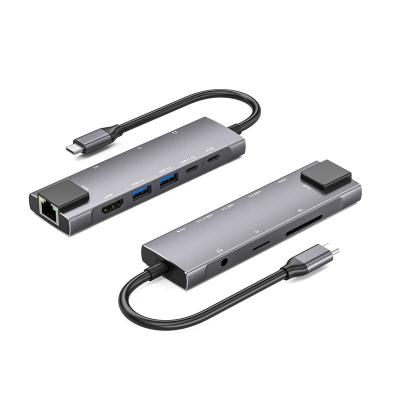 China Charging 9 in 1 Factory Price Type-C Hub USB C USB3.0 4K Ethernet PD 100W USB-C Adapter Hub for Macbook M1 for sale