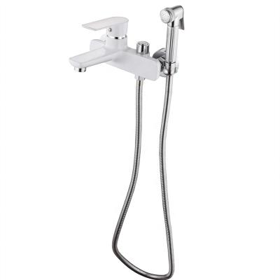 China Modern Single Tub Shower Set Wall Mounted White Tub Faucet for sale