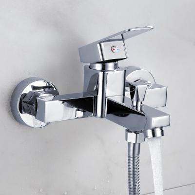 China Competitive Chrome Free Wall Mounted Zinc Handle Body Zinc Sliding Bar Square Plated Shower Faucet Bathtub Faucet Mixer for sale