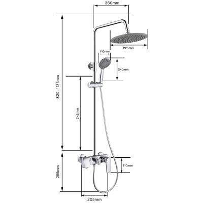 China Contemporary Shower Set System Mixer Faucet Rotate Tub Spout Wall Mount 12