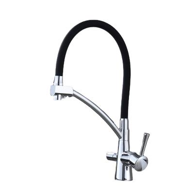 China Pull Out Spray Kitchen Faucet Taps Double Spout 360 Degree Rotation Hot And Cold Water Mixer Taps for sale