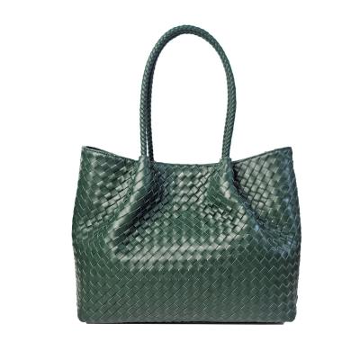 China Others Sell Logo Woven Large Beach Bag Wholesale Custom Made Genuine Leather Tote Handmade Weaving Shoulder Bag with on sale for sale