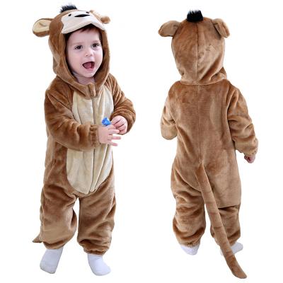 China Infant Toddler Monkey Costume Boys Winter Children Clothing Cartoon Soft Wholesale Hooded Overalls for sale