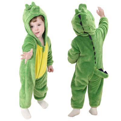 China Hot Selling Soft For Dinosaur Hooded Unisex Baby Flannel Winter Overalls Boys Baby Romper Animal Costume for sale