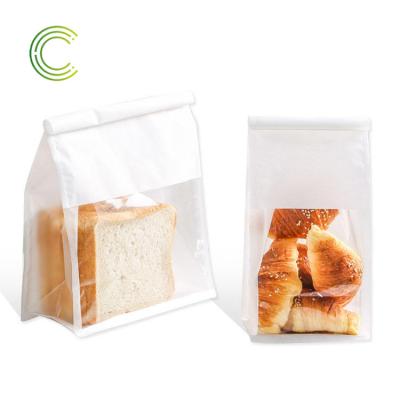 China Recyclable Custom Printed Eco Friendly White Bakery Food Baguette Loaf Cookies Packing Kraft Bread Packaging Paper Bags Sandwich Paper Bag for sale