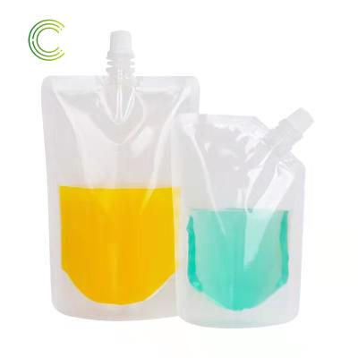 China Recyclable custom food drink beer clear packaging bags 50ml 300ml 500ml 1000ml liquid transparent stand up plastic spout pouch for sale