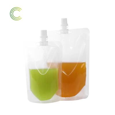 China Recycled Materials Transparent Liquid Packaging Stand Up Suction Nozzle Pouch Spout Top Beer Drink Juice Grain Packaging Bags Nutrient Containment for sale