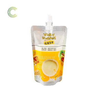 China Recyclable Large mouth self-supporting nozzle bag pearl milk tea beverage bag disposable grain packaging sealed soybean milk liquid bag for sale