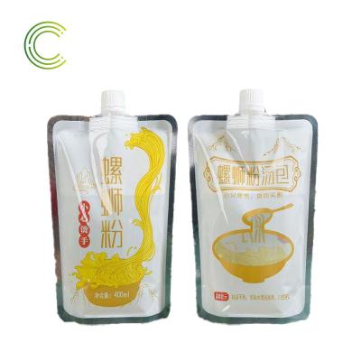 China Recyclable Large caliber self-supporting suction mouth bag beverage soup bag disposable liquid milk tea spout bag for sale