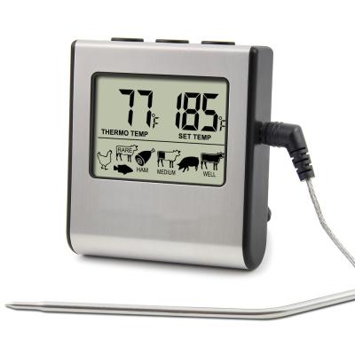 China IC016 Kitchen Thermometers Digital Meat Thermometer with Timer Alarm Functions, Kitchen Probe Thermometer for Oven, Grill and BBQ for sale