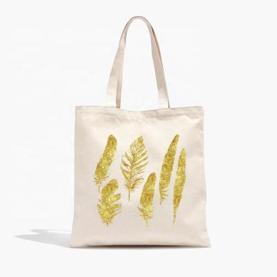 China Print Anything You Like Cotton Tote Bag For Grocery Shopping Byleading Logo Personalized Foil Gold Print for sale