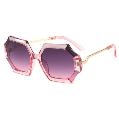 China Fashion sunglasses 2021 new box children's sunglasses boys and girls sunglasses polygonal frame UV lenses for sale