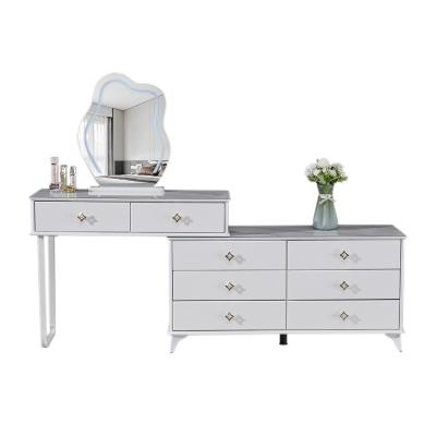 China Adjustable (other) Custom Panel Makeup Vanities Dressing Table Optional Color Girls Wood White Dresser for sale