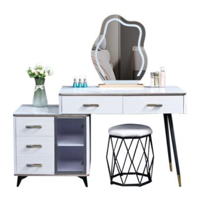 China Adjustable (other) wholesale modern wooden dressing table make up table vanity table with mirror and stool for Luxury home furniture for sale