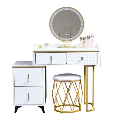 China Adjustable (other) Designs modern bedroom makeup vanities glass wooden Makeup dressing table with mirror for sale