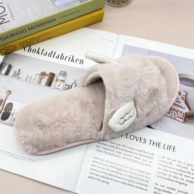 China CUSHIONING light pink plush rabbit ear slippers fashionable china manufacture wholesales non-slip soft fur women home slippers for sale